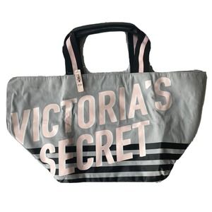 Victoria's Secret Light Pink Tote Handbag Black Strap Zip One Size Bag Weekend